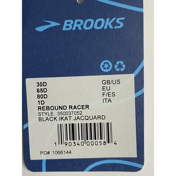 Brooks 30D Rebound Racerback Sports Bra Black Ikat Jacquard Adjustable - Picture 4 of 9